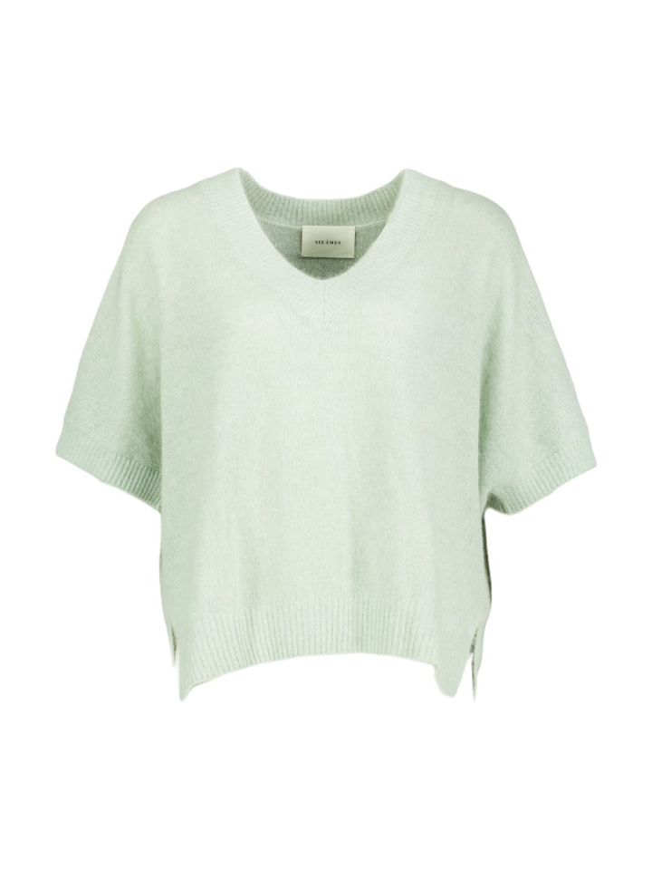 Pastel groene wollen trui Dana Six Ames 