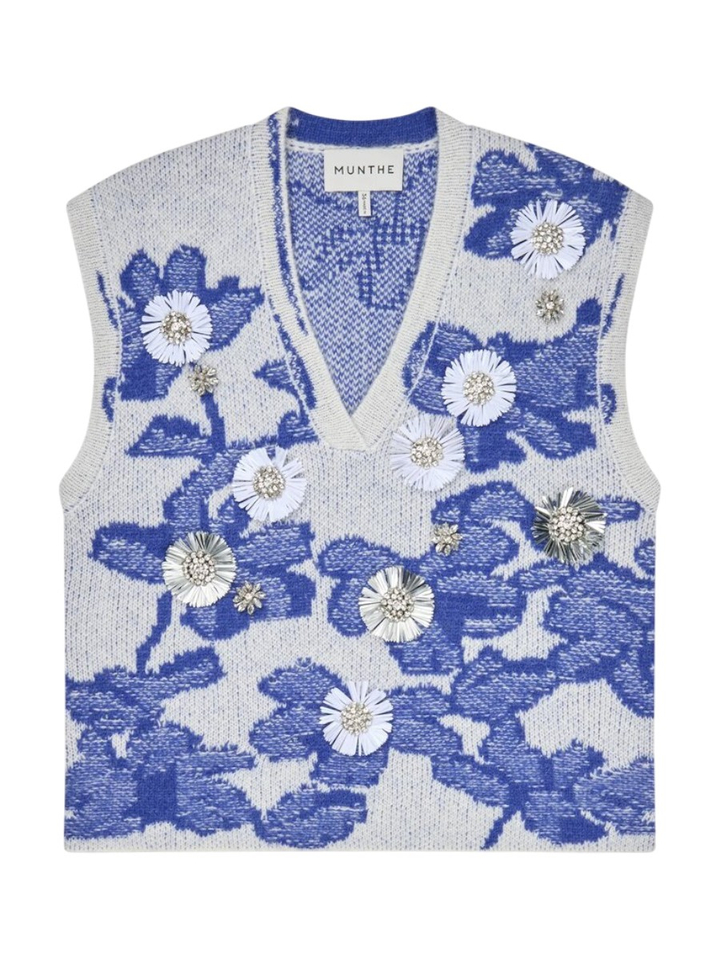 Blauwe debardeur met strass Nurulia Munthe