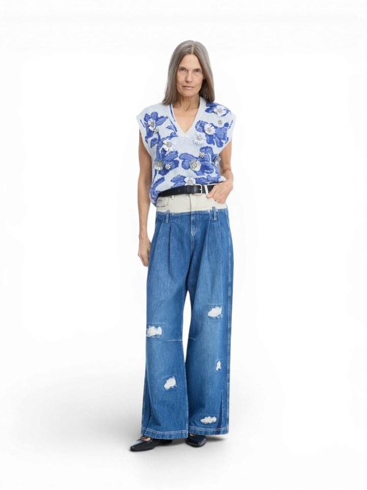 Blauwe debardeur met strass Nurulia Munthe