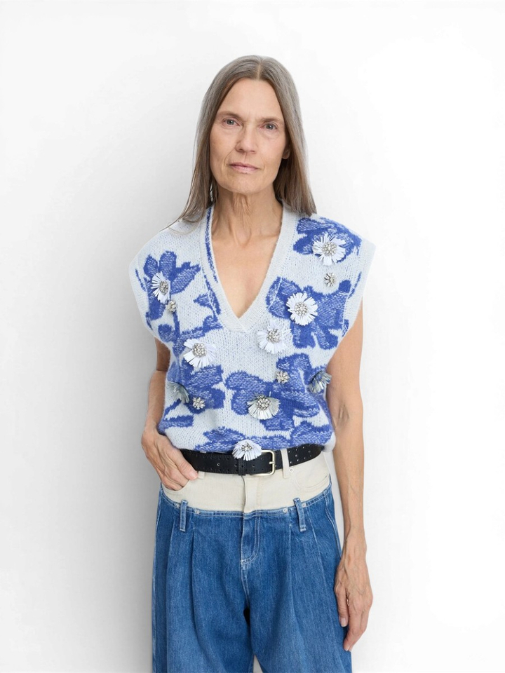 Blauwe debardeur met strass Nurulia Munthe