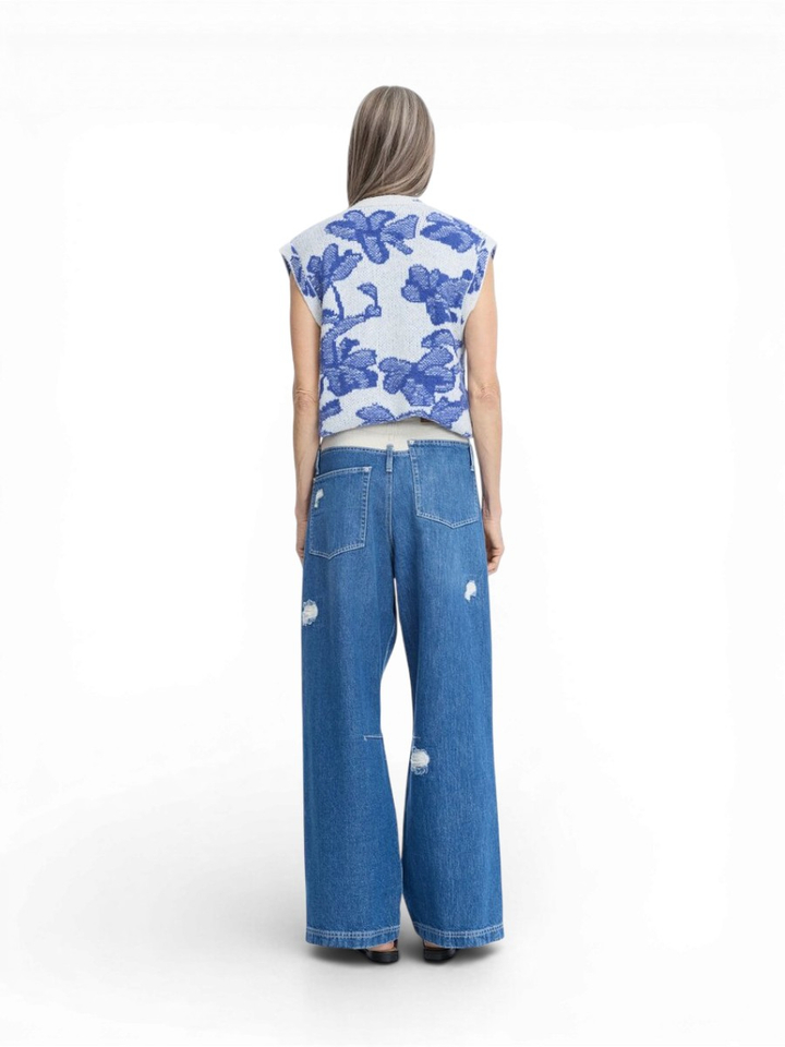 Blauwe debardeur met strass Nurulia Munthe