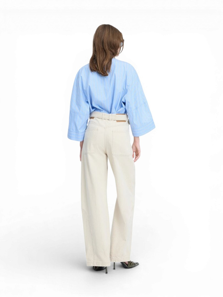 Beige barrel jeans met riem Nanina Munthe 