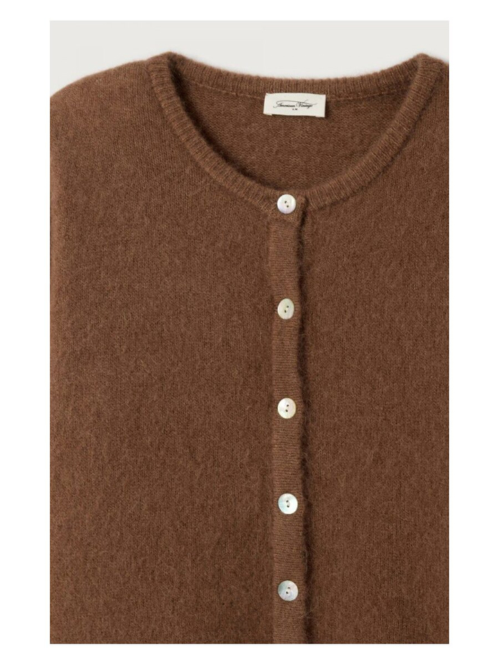 Bruine cardigan met alpaca Vito American Vintage