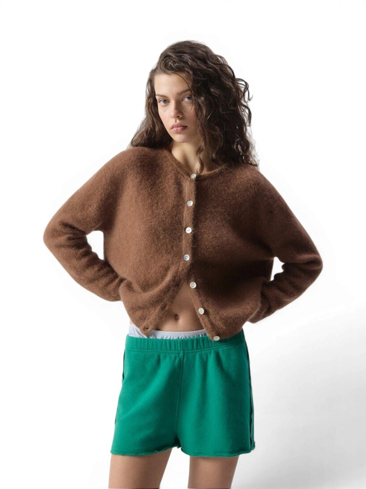 Bruine cardigan met alpaca Vito American Vintage