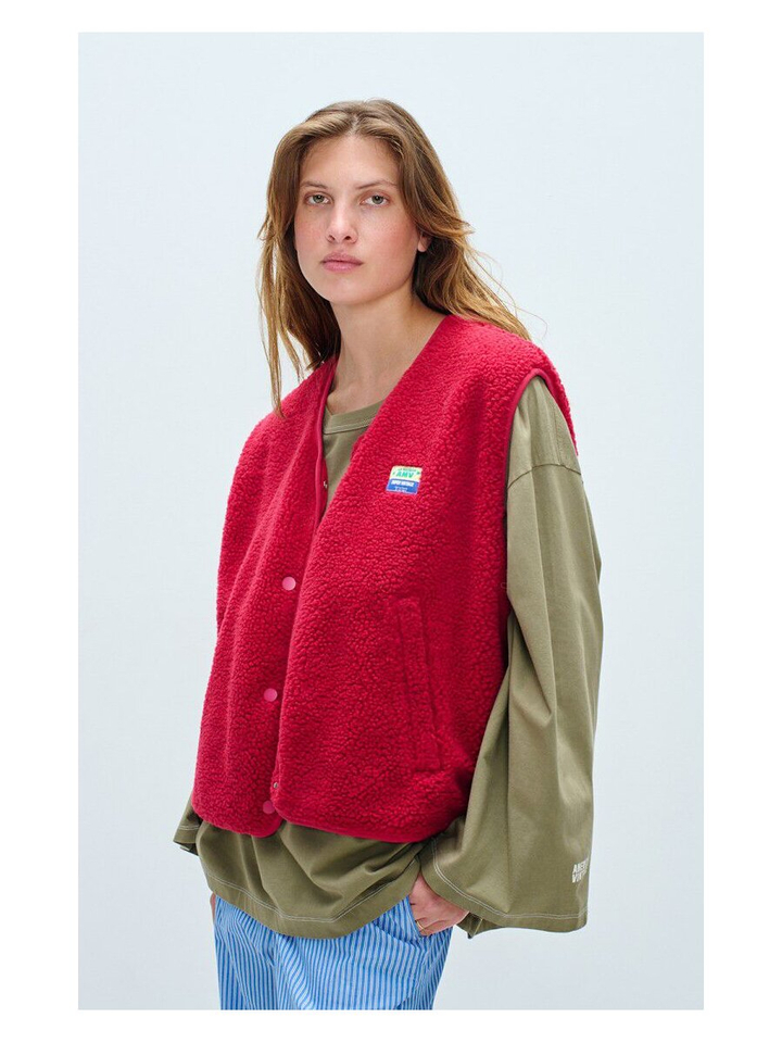 Rode teddy bodywarmer Hok American Vintage