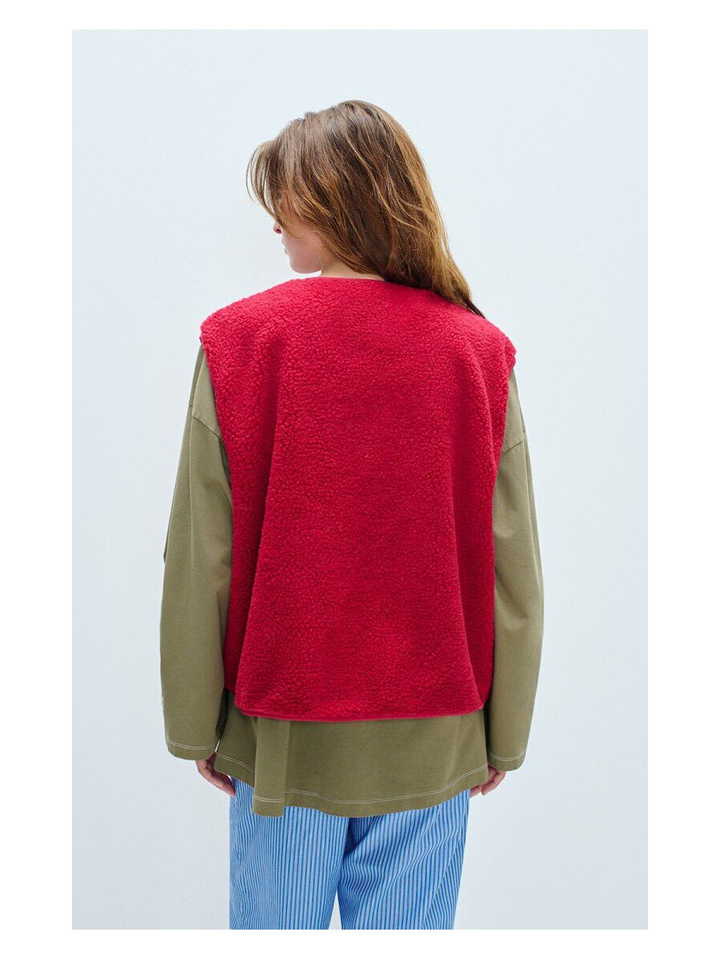 Rode teddy bodywarmer Hok American Vintage