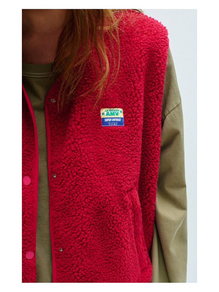 Rode teddy bodywarmer Hok American Vintage