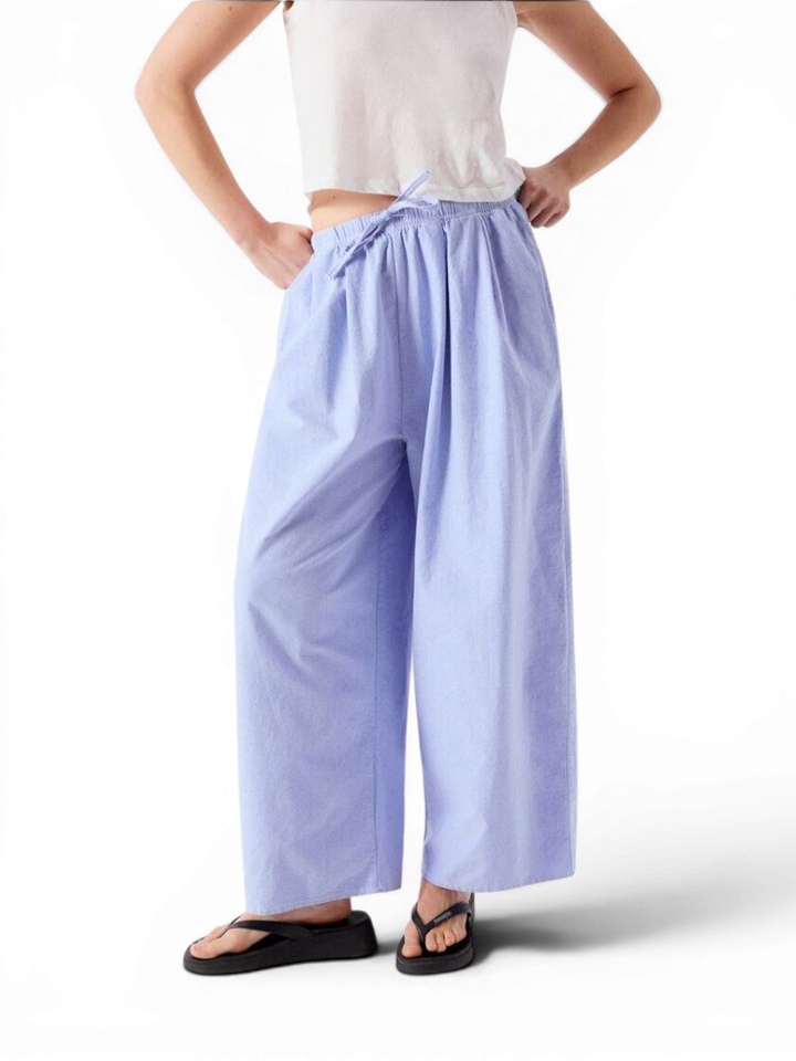 Blauwe katoenen broek met elastiek American Vintage