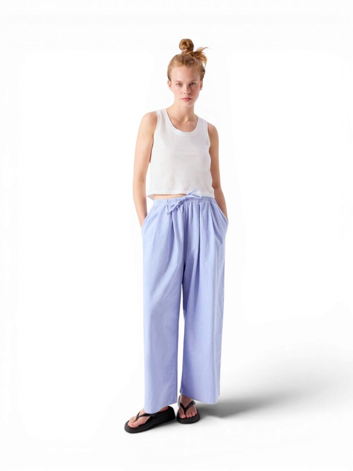 Blauwe katoenen broek met elastiek American Vintage