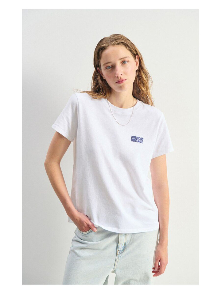 Witte t-shirt met logo print Yko American Vintage