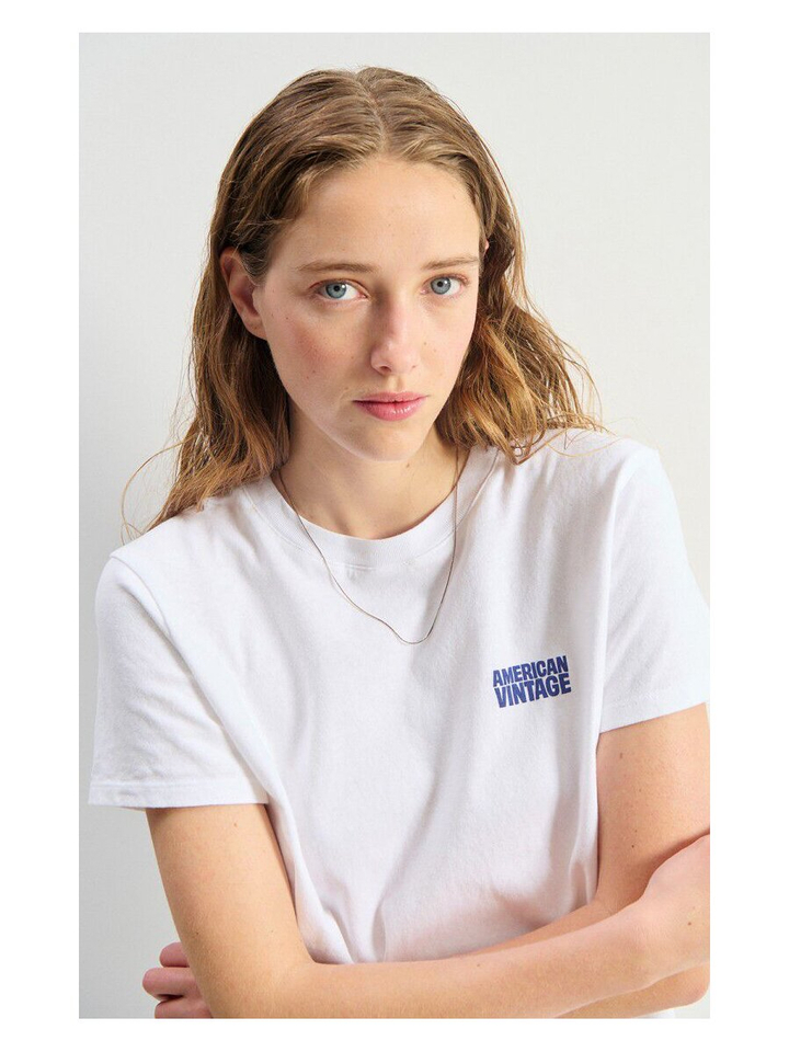 Witte t-shirt met logo print Yko American Vintage