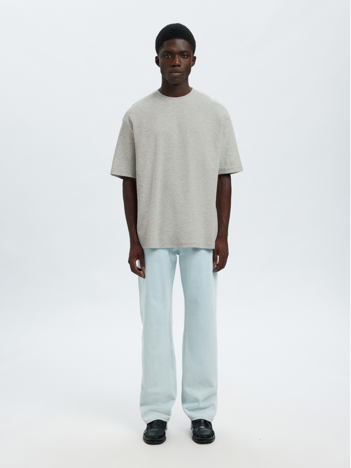 Lichtgrijze katoenen t-shirt Selected 