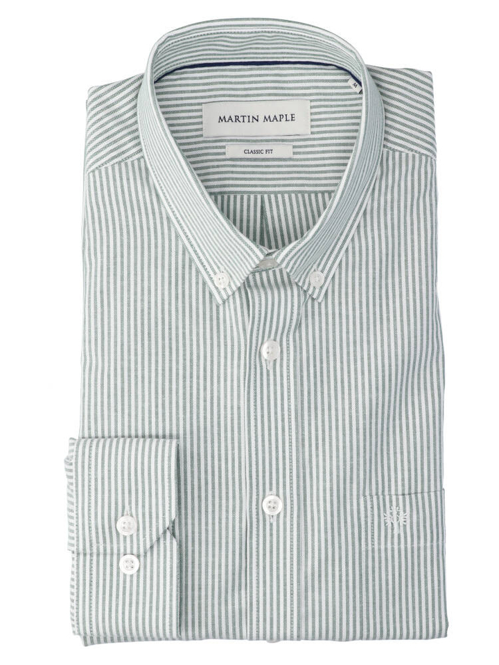 Wit katoenen hemd (regular fit) met strepen en lange mouwen Martin Maple