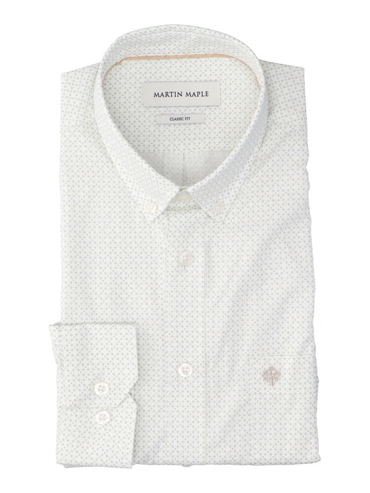 Wit katoenen hemd (regular fit) met details en lange mouwen Martin Maple