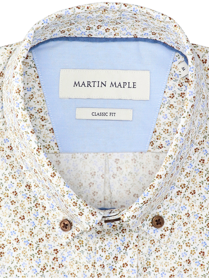 Wit katoenen hemd (regular fit) met bloemen Martin Maple