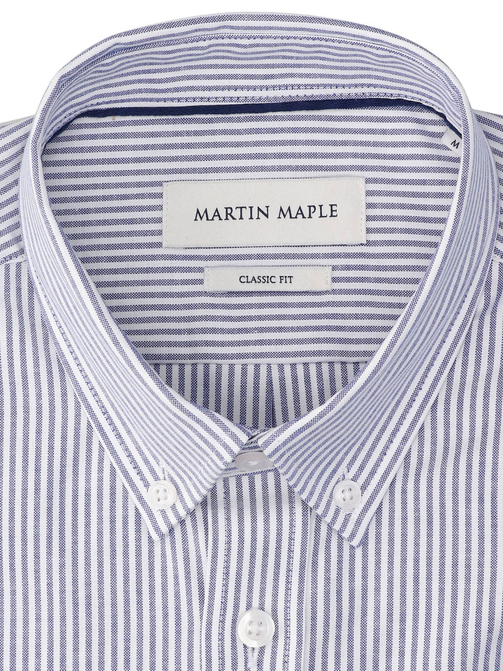 Lichtblauw katoenen hemd (regular fit) met strepen en lange mouwen Martin Maple