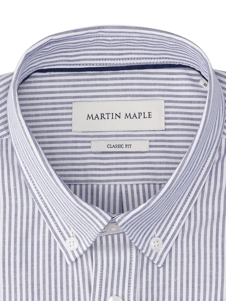 Lichtblauw katoenen hemd (regular fit) met strepen en lange mouwen Martin Maple