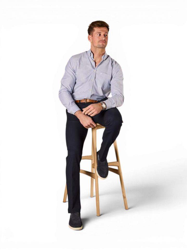 Lichtblauw katoenen hemd (regular fit) met strepen en lange mouwen Martin Maple