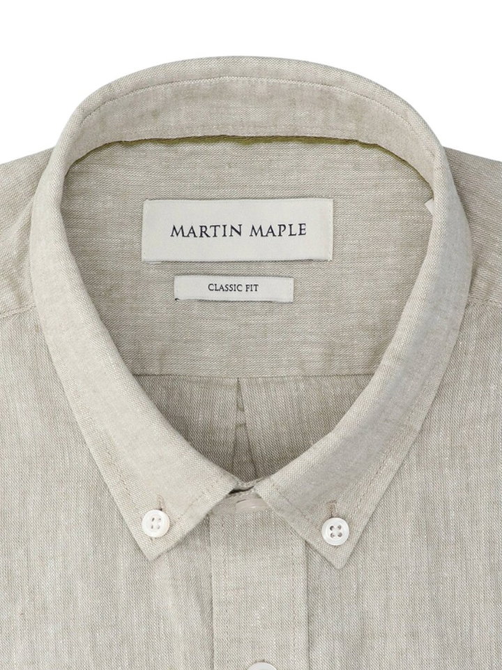 Groen linnen hemd (regular fit) met lange mouwen Martin Maple