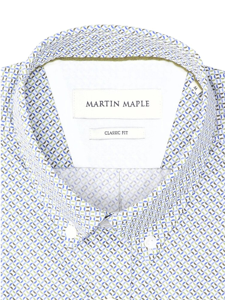 Wit katoenen hemd (regular fit) met details en korte mouwen Martin Maple