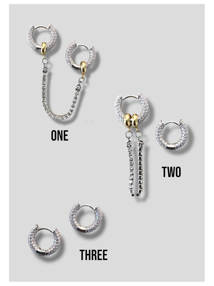 Zilver oorbellen 3 in 1 Disco Cookie Shark