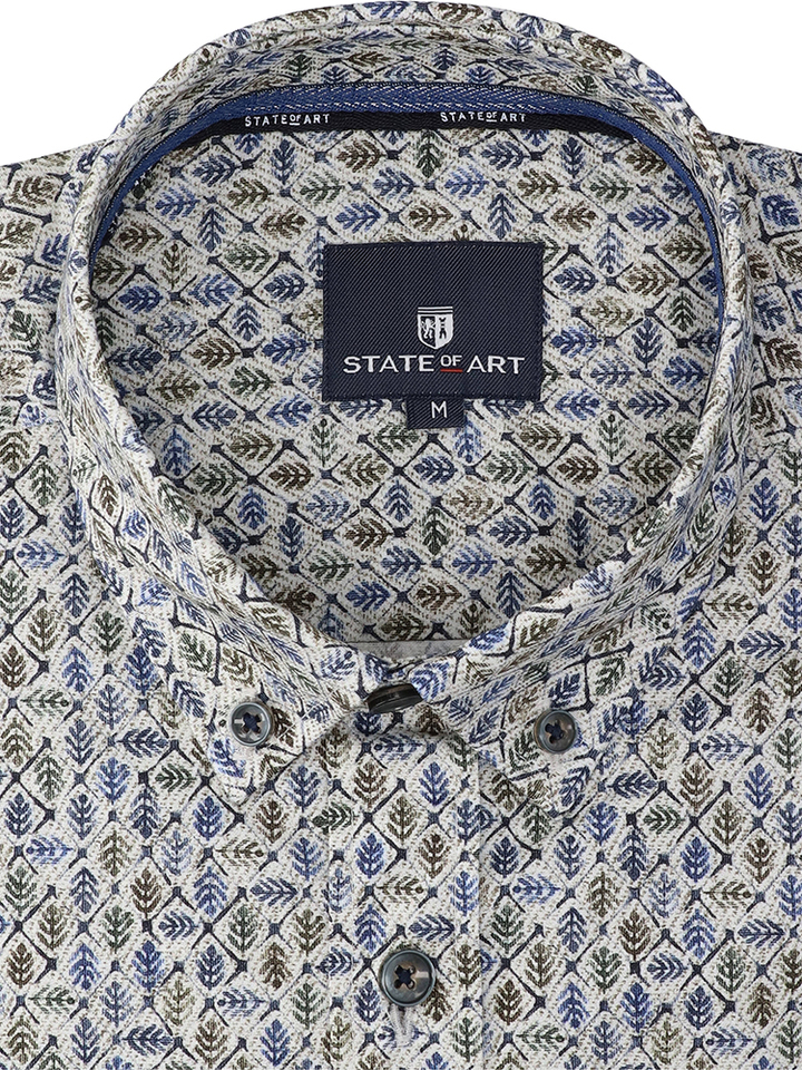 Beige katoenen hemd (regular fit) met bladeren en lange mouwen State Of Art 