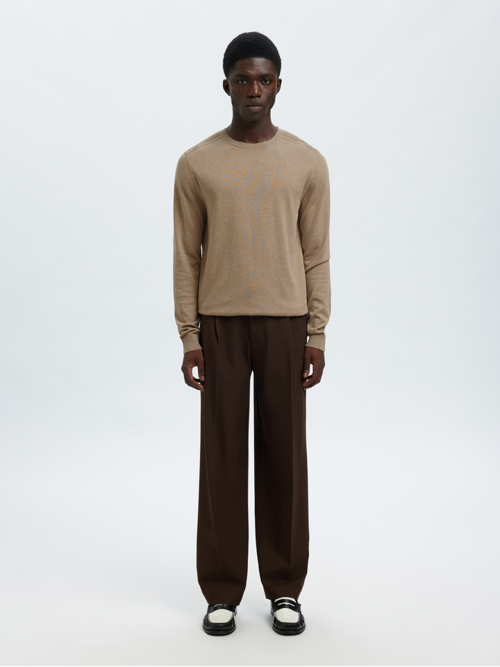 Savannah melange trui met ronde hals Selected