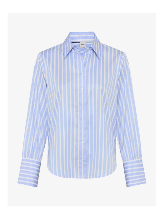 Blauwe katoenen gestreepte bloes Brax