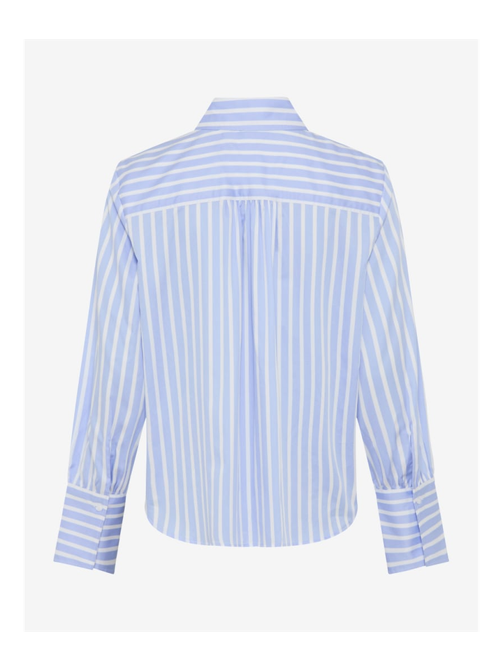 Blauwe katoenen gestreepte bloes Brax 