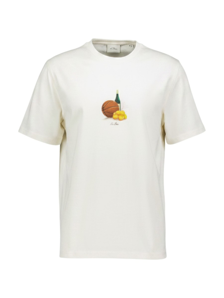 Creme kleurige t-shirt met basketbal opdruk Les Deux
