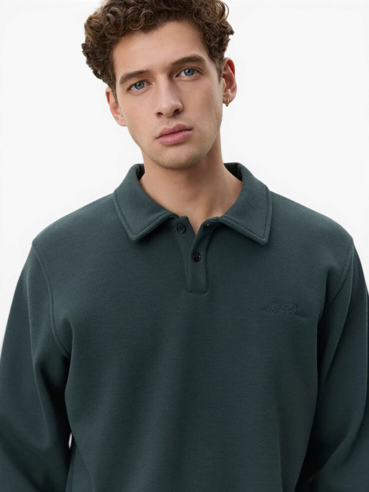 Groene polo met lange mouwen Les Deux