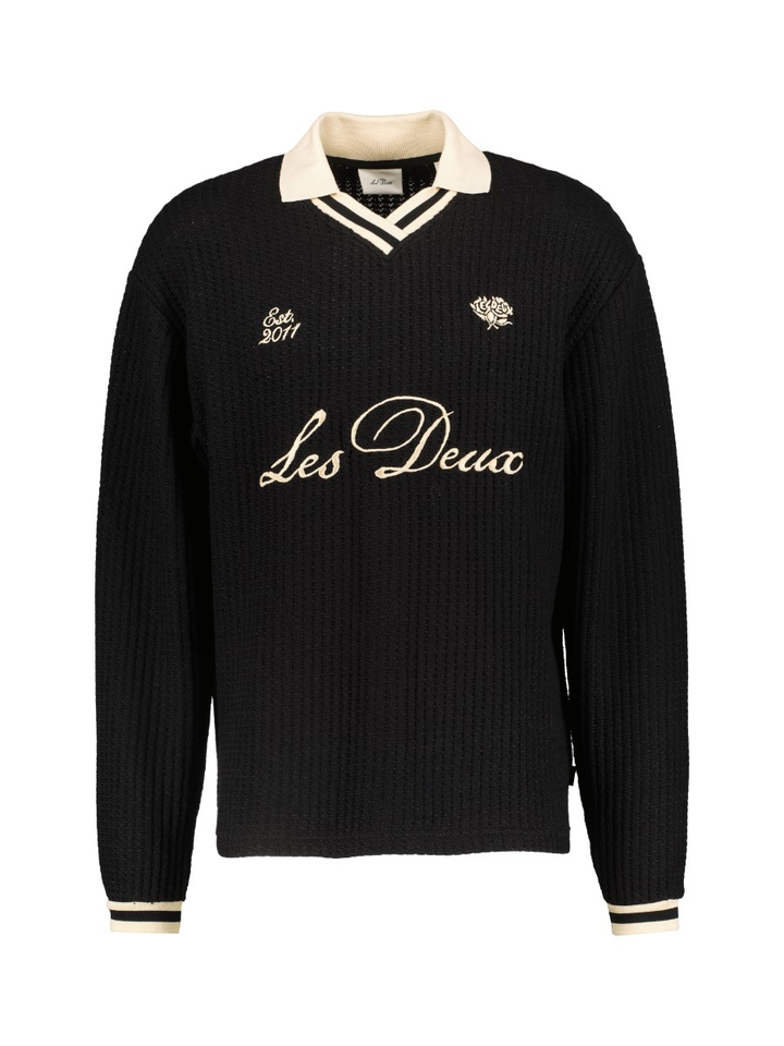 Zwarte polo met lange mouwen Les Deux 