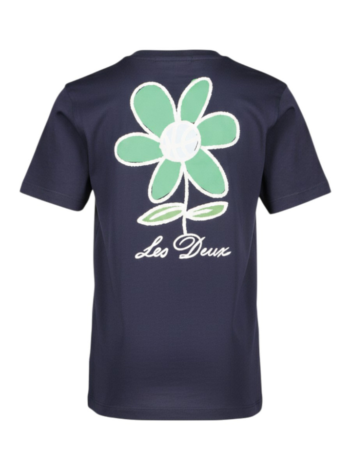 Donkerblauwe T-shirt met opdruk Les Deux 
