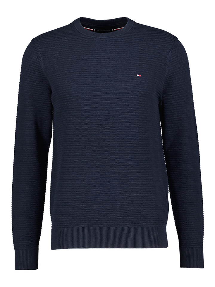Blauwe katoenen trui met ronde hals Tommy Hilfiger 