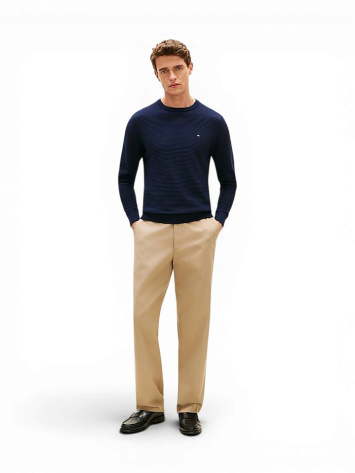 Blauwe katoenen trui met ronde hals Tommy Hilfiger 