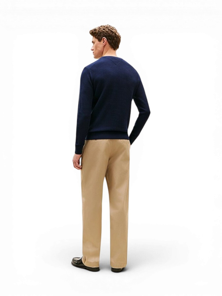 Blauwe katoenen trui met ronde hals Tommy Hilfiger 