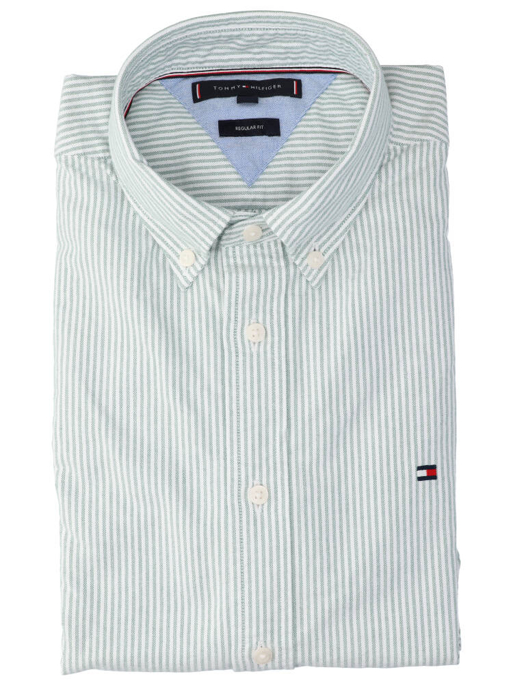 Wit katoenen hemd met blauwe strepen Tommy Hilfiger 