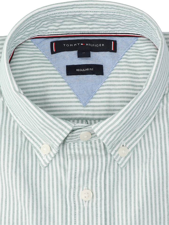 Wit katoenen hemd met blauwe strepen Tommy Hilfiger 