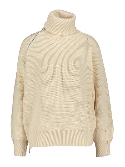 Ecru wollen trui met rolkraag en rits detail Mila Roseanna