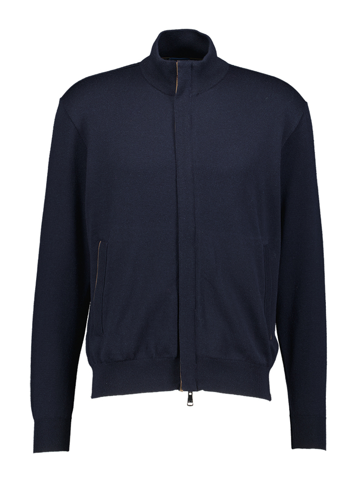 Blauwe wollen gilet met rits Paul&Shark 