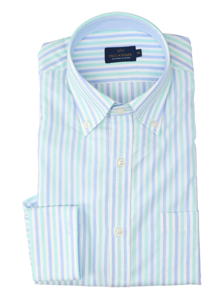 Wit katoenen hemd (regular fit) met kleurrijke strepen Paul&Shark 