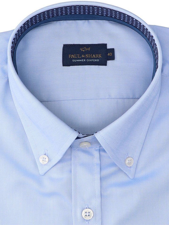 Jeansblauw katoenen hemd (regular fit) met lange mouwen Paul&Shark 