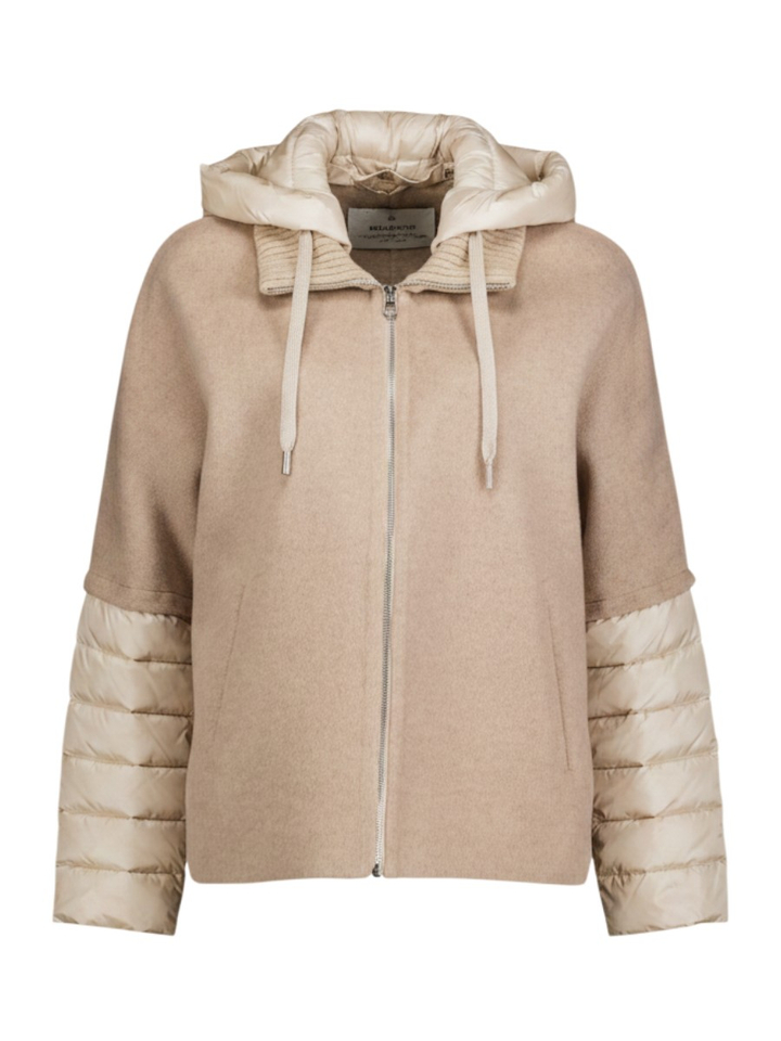 Beige wollen jas met afneembare capuchon Azalea Milestone 