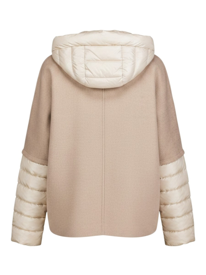 Beige wollen jas met afneembare capuchon Azalea Milestone 