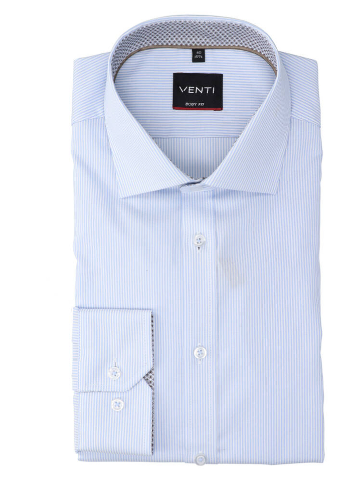 Wit katoenen hemd (regular fit) met strepen en lange mouwen Venti 