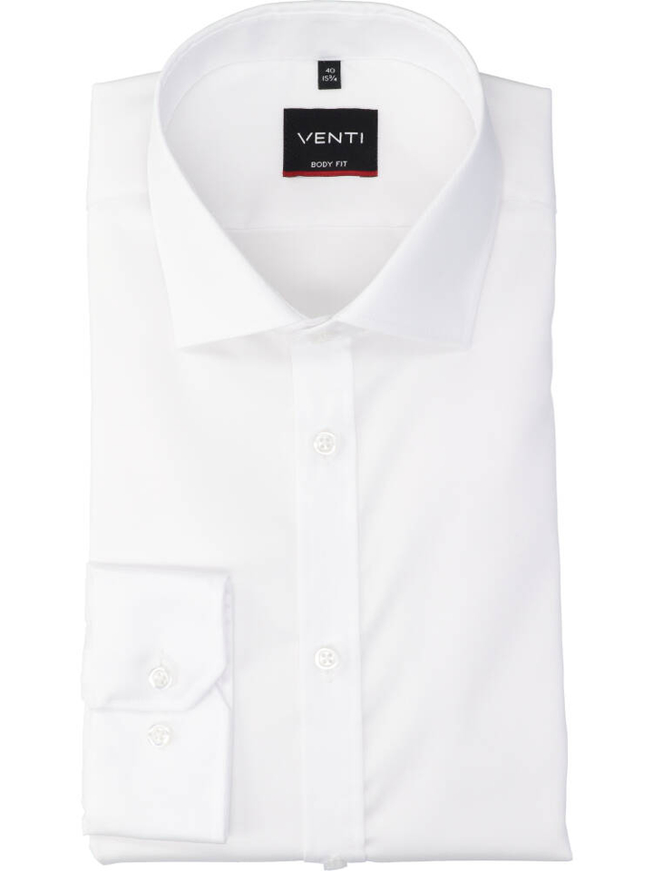 Wit katoenen hemd (regular fit) met extra lange mouwen Venti