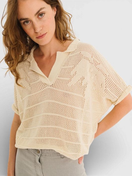 Beige gehaakte polo Esmine Tinsels