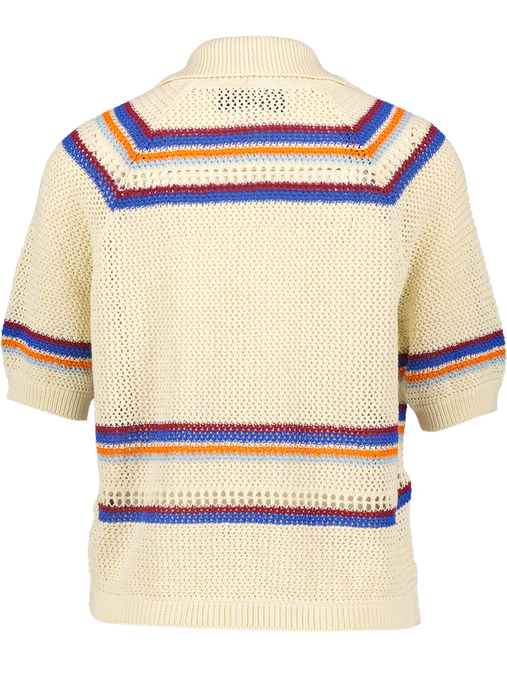 Ecru gehaakte polo met kleur detail Eylin Tinsels 