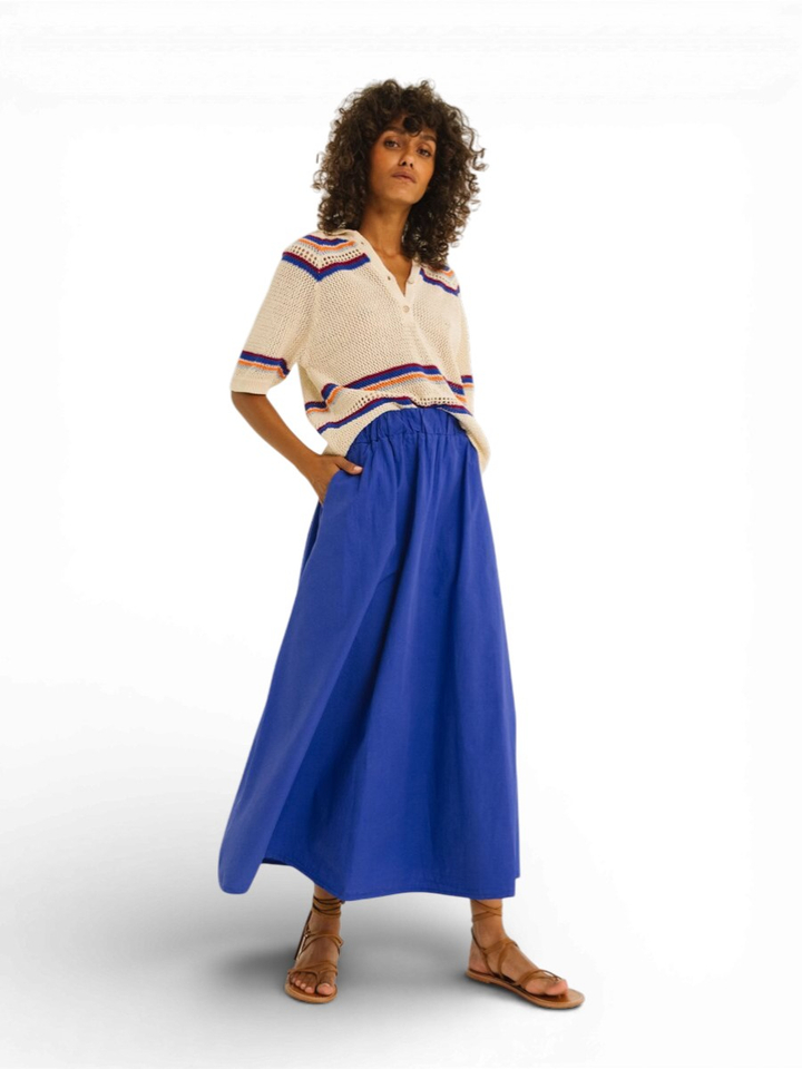 Ecru gehaakte polo met kleur detail Eylin Tinsels 