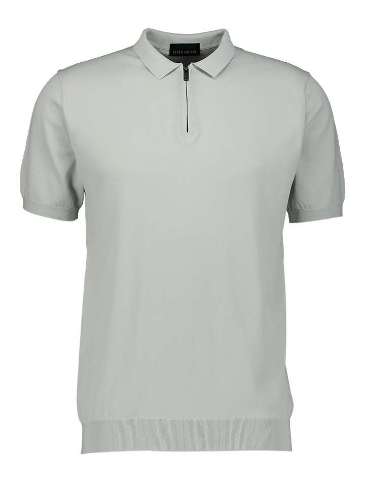 Lichtblauwe polo met rits 7SQR
